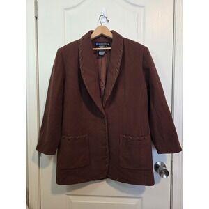 IB Diffusion Wool Blend Brown Womens Button Up Jacket Size 10